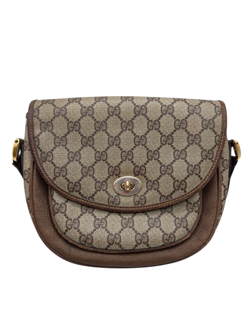 Gucci Vintage Canvas Turn Lock Crossbody Bag